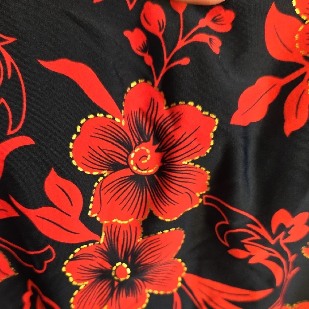 Shore Shapes Size 16 Floral Black/Red/Gold  Tankini Swimsuit Top - Picture 7 of 10